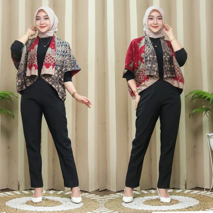 Rompi Batik Wanita Modern Motif Bolak Balik Luaran Batik - Cardigan, Muslim