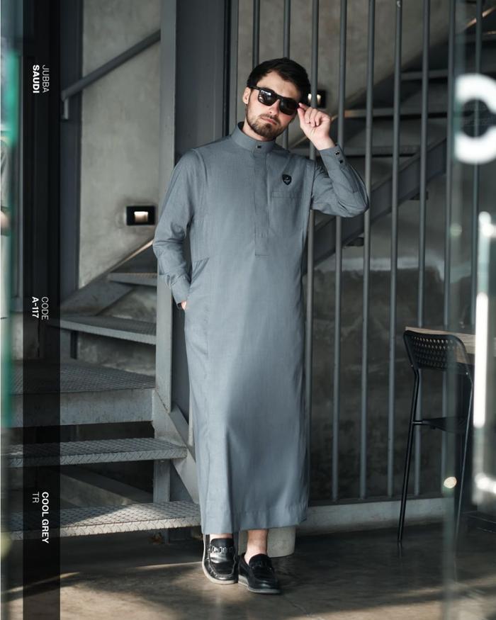 SAMASE - Jubba Saudi Pria Lengan Panjang - Zipper - 05A117 - Special Grey Edition