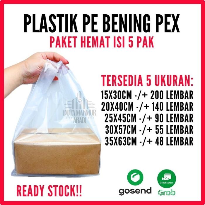 [ 5 PACK ] Plastik Kresek PE Bening / Kantong PEX Bening Transparan Livina Serbaguna 15 20 25 30 35 