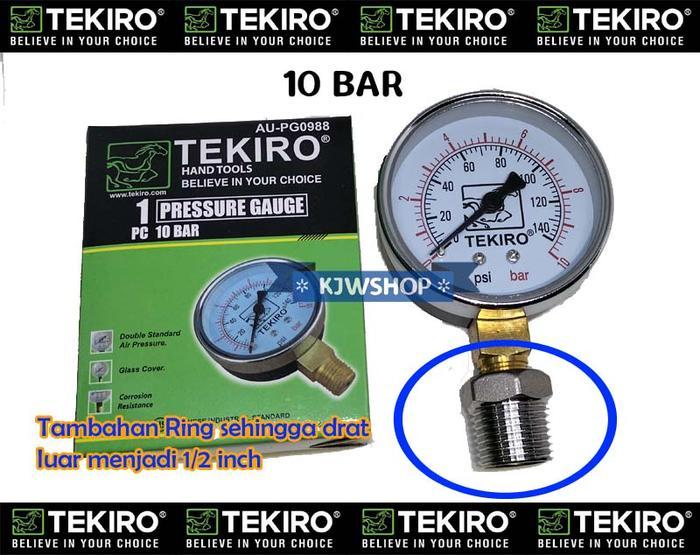 Pressure Gauge Pengukur Tekanan Angin Air Manometer Tekiro 1/2 Inch