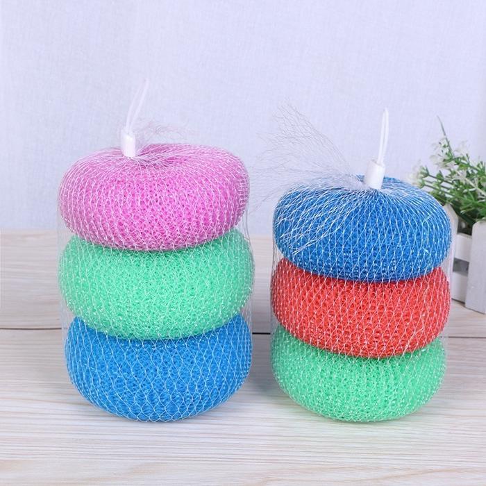Isi 6/12 Pcs Spons Sabun Cuci Piring / Sabut Cuci Piring Nylon Bentuk Donat