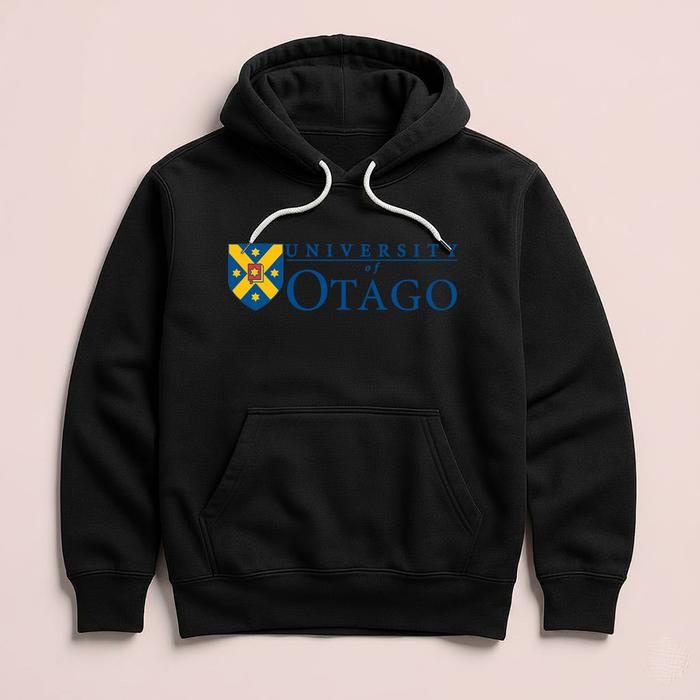 Hoodie University of OTAGO New Zealand Premium Fleece Cloth Sweater Jacket Hood Black Hitam