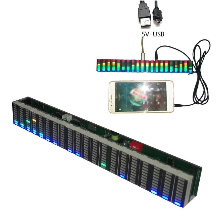 USB 5V Or 12V Stereo VU Meter Indicator Music Spectrum Analyzer 20