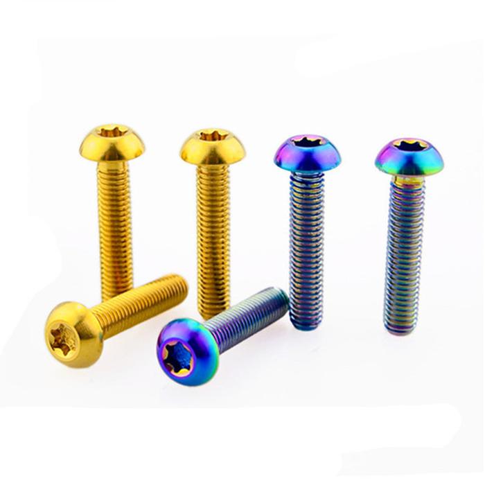 6pcs Titanium Bolt M5 x 25mm Round Head Ti Bolt Torx Socket Colored