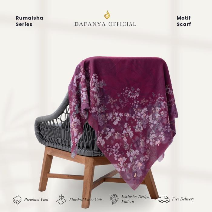 𝐃𝐀𝐅𝐀𝐍𝐘𝐀 - Rumaisha Series Jilbab Motif Floral Kerudung Segi Empat Hijab Scarf bahan Voal Laser Cut