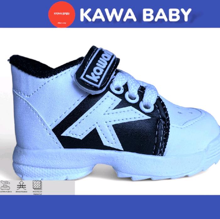Kawa Baby Sepatu Sneakers Anak Laki Laki Usia 8 Bulan 123 Tahun Tali Perekat Logo K Halus Unisex Per