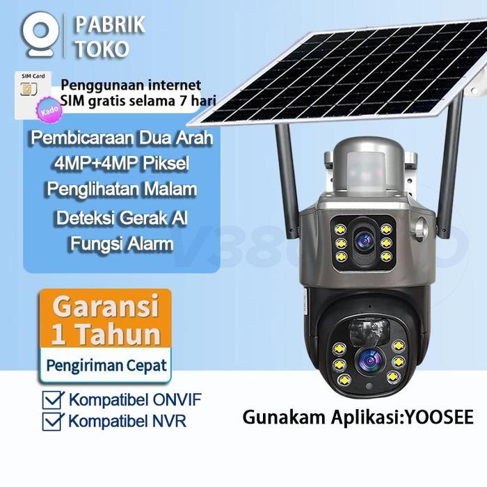 Yoosee Cctv Tenaga Surya 2 Lensa 2 Layar Konsumsi Daya Rendah 20000Mah Alarm Deteksi Manusia Ai