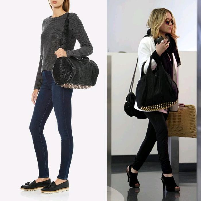 Tas Selempang Kulit Wanita Alexander Wang Rocco Black Pebble Lamb