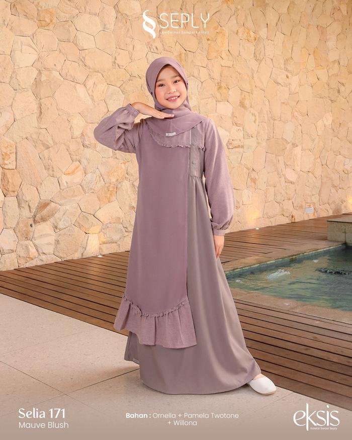 SEPLY SELIA 171 MAUVE BLUSH GAMIS ANAK SARIMBIT TERBARU