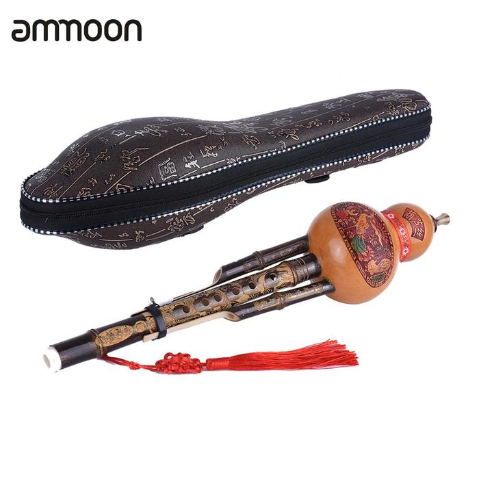 Chinese Handmade Hulusi Black Bamboo Gourd Cucurbit Flute Ethnic