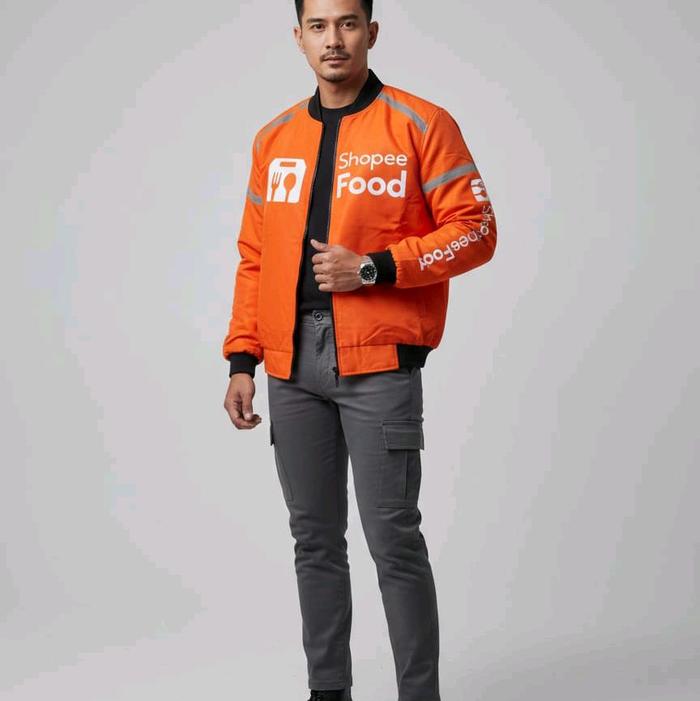 Jaket Kerja Orange Food ShopeeFood Dengan Desain Nyaman dan Menarik untuk Pejabat