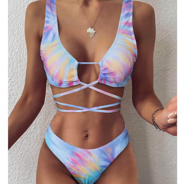 Pakaian Renang Wanita Bikini Celup Tali Silang i 2021 Pakaian