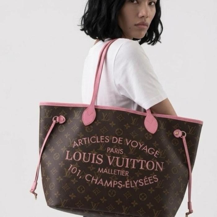 Louis Vuitton Tas Artikel de Voyage Paris Malletier 101 Champs-Elysees dengan Tali Pink