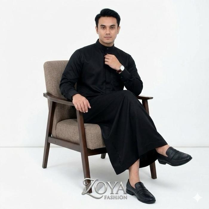 Zoya Fashion Jubah Pria Sultan Raja Gamis Pria Model Terbaru Warna Hitam Elegan