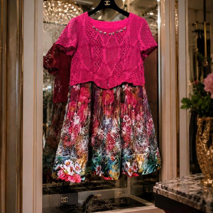 dress brokat brukat Lace renda bunga flower floral vintage mewah premium elegant korea BKK Bangkok t