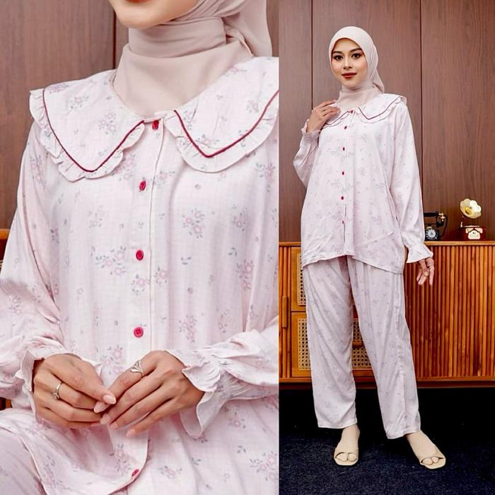 Mecca Set setelan rayon premium busui adem lengan panjang Wanita