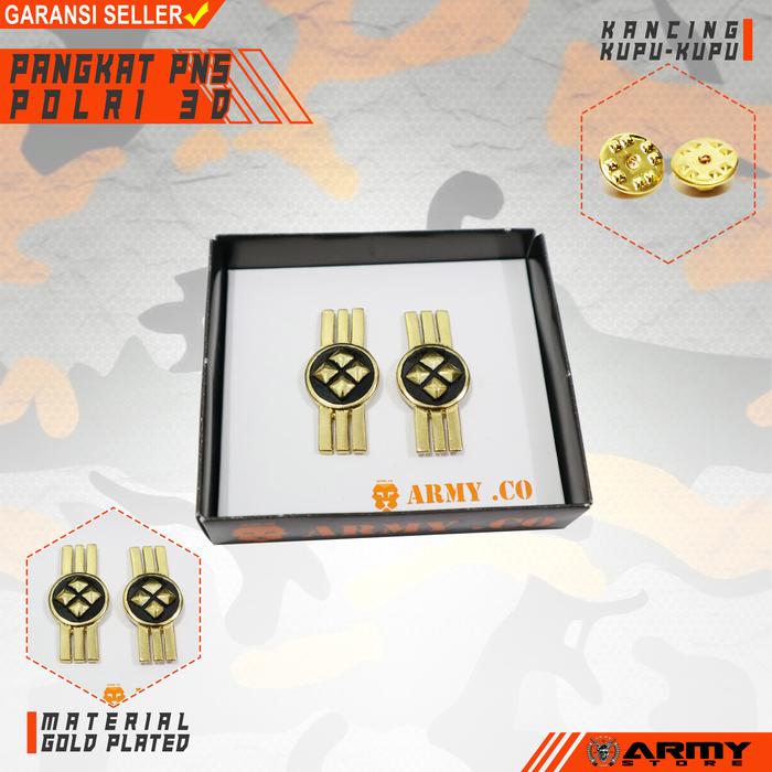 Pin Pangkat PNS Polri Golongan 3D Kancing Kupu-Kupu