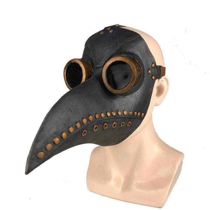 Black Rubber Plague Doctor Mask Costume Halloween Cartoon Spooky Steampunk Gas Latex Mask for Kids a