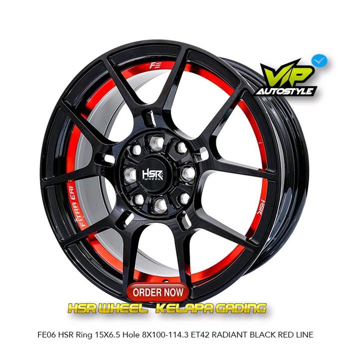 Velg R15 Merah Untuk Mobillio Brio Jazz Agya Baleno Swift Ring 15 HSR FE06 4X100 MERAH - HSR KELAP G