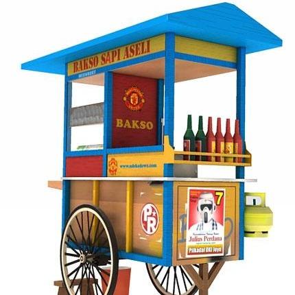 DIY Kerajinan Kertas Papercraft Miniatur Gerobak Bakso