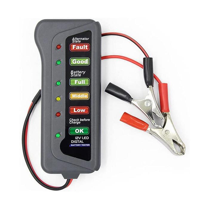 Battery Tester 12Volt Mini 12V Digital Battery Alternator Tester with 6 LED Lights Display Car Auto 