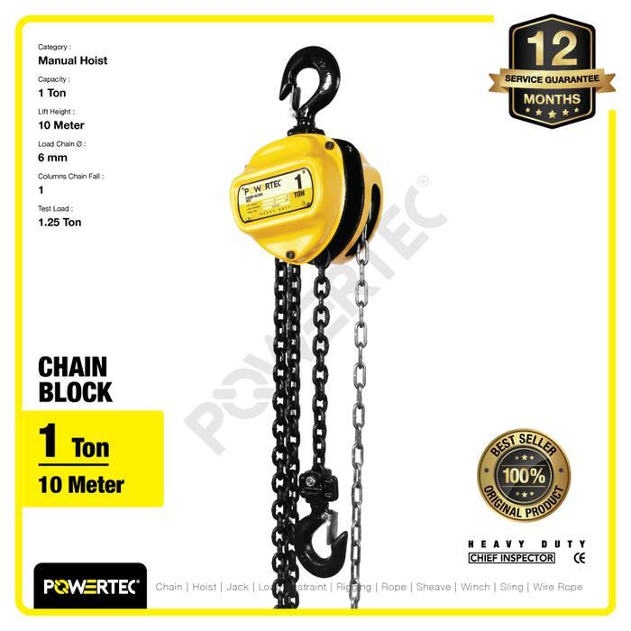 Chain Block / Takel 1 Ton X 10 Meter Powertec Tbk