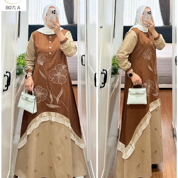 SAHARA DRESS SYAINA GAMIS KATUN KOMBINASI SPESIAL SYAINA BY SEMUT/ DRESS TERBARU ORIGINAL SYAINA BY