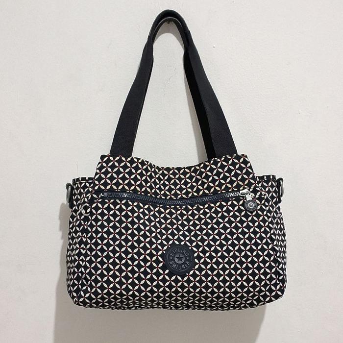 Tas Tote Bag / Selempang Kipling Original Navy Motif Geometris Modern Selempang Wanita