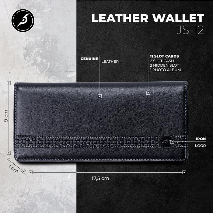 Jfr Dompet Panjang Pria Bahan Kulit Asli Motif Full Grain Js12