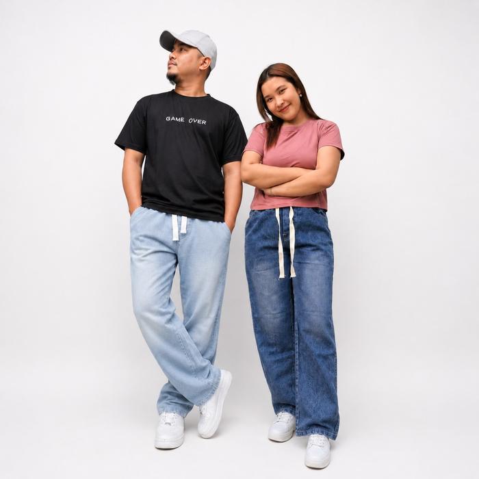 CELANA JEANS CEWEK COWOK UNISEX PINGGANG KARET SIZE M SAMPAI JUMBO Lose pants baggy begi kulot wanit