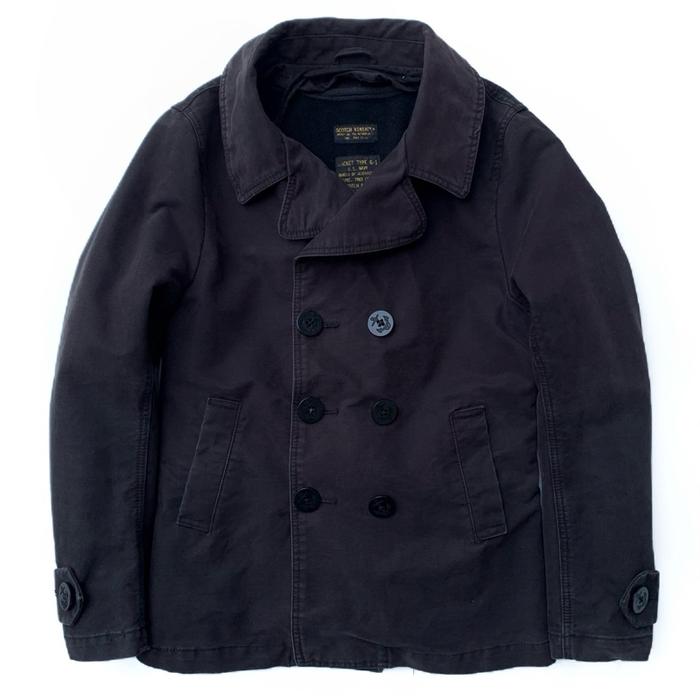 scotch soda engineered garment blanket lined double breasted pea coat jacket