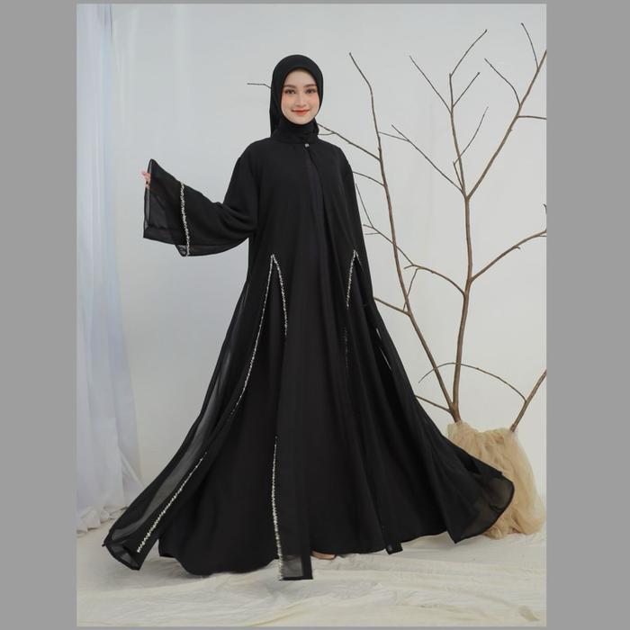 Abaya Shania set Ceruty Babydoll full payet mewah Muslim Wanita Gamis Lebaran Syari Cantik Dress