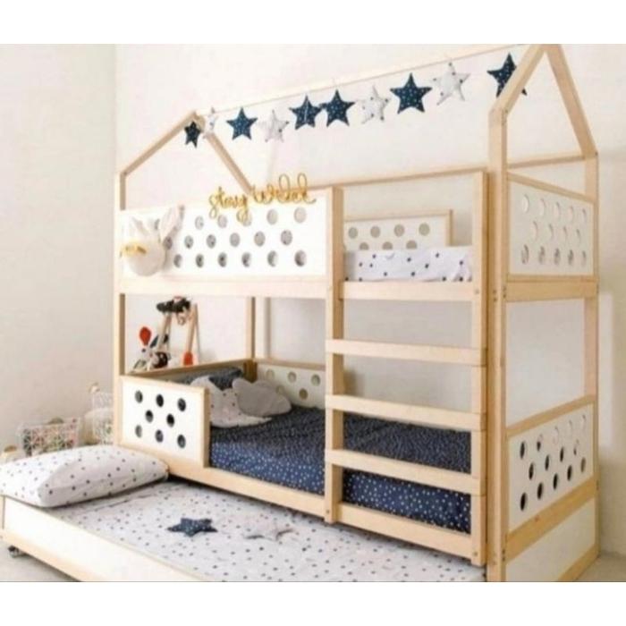 tempat tidur anak tingkat + laci Sorong size 100x200x250