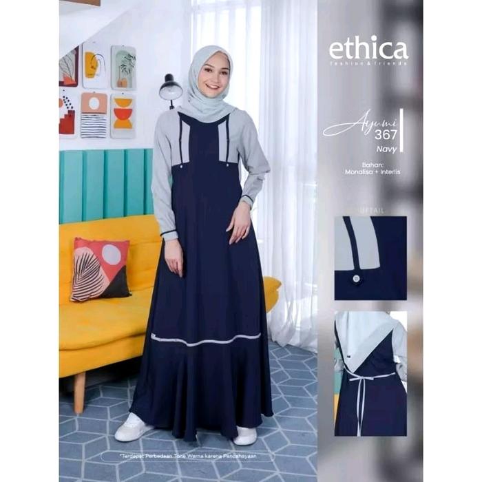 AYUMI 367 , ITEM: GAMIS DAILY =>> CODE: AYUMI 367 =>> COLOR: NAVY =>> MATERIAL: MONALISA