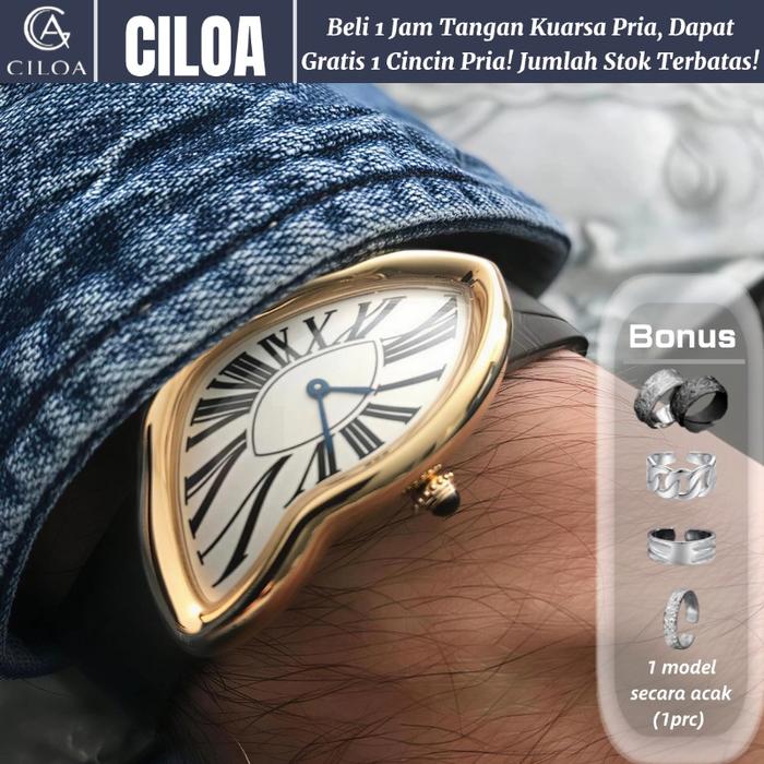 CILOA Jam tangan kuarsa pria terbaru gaya vintage bentuk unik, mewah ringan, modis dan tahan air YX0