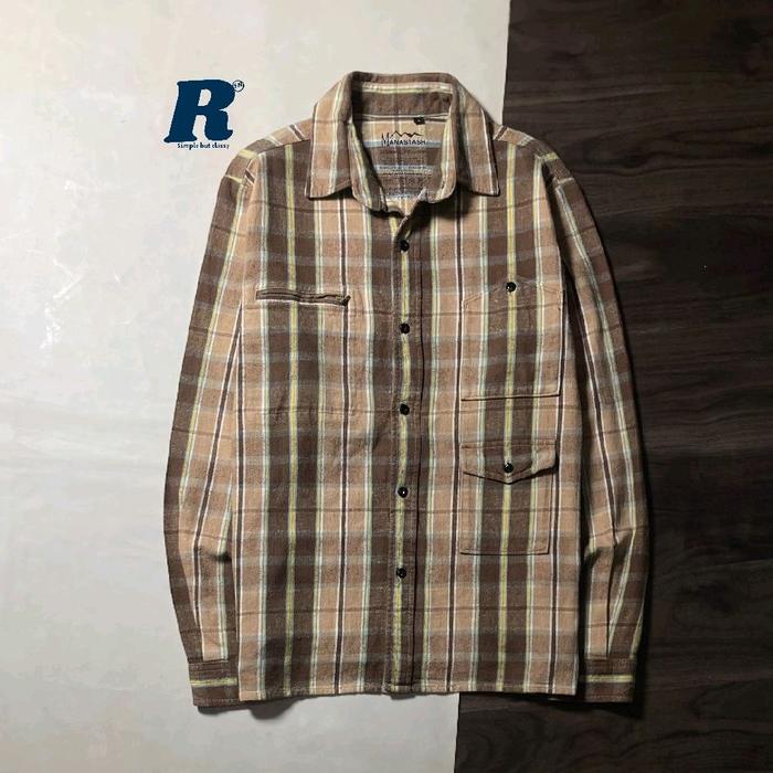Kemeja Lengan Panjang Heavy Flannel Shirt 4 Pocket MANASTASH Size L fit XL Unisex