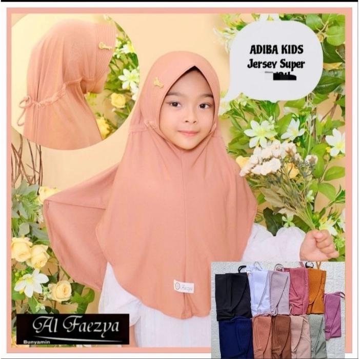 ￼755 PUTIH READY ADIBA KIDS Jilbab Al faezya Anak Serut belakang Jersey Super/Hijab AF Alfaezya ori 