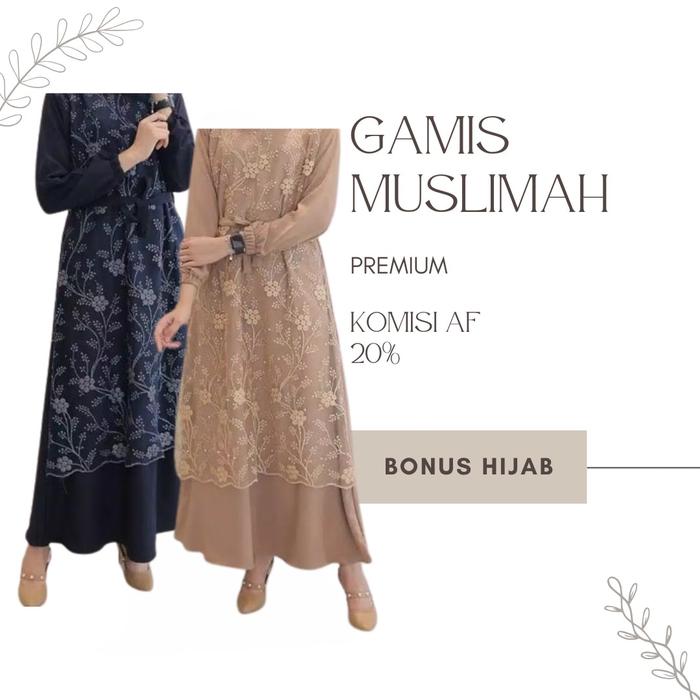 BISA COD | GAMIS BRUKAT TERBARU PREMIUM BONUS HIJAB BAJU LEBARAN BAJU PESTA MEWAH CANTIK DRESS WANIT