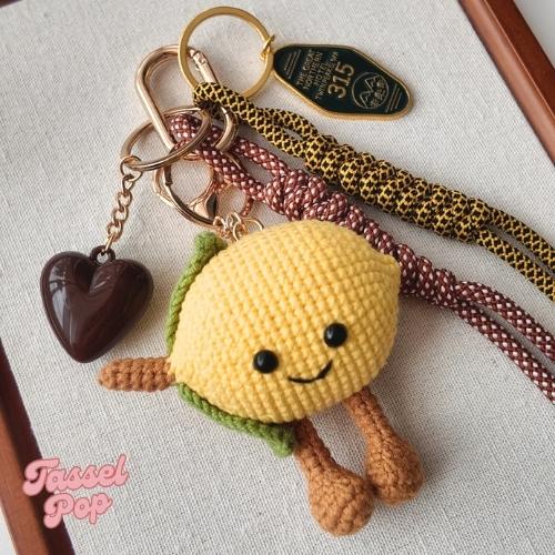 Tassel Pop Bag Charm Lucu Premium Lemon Crochet Series Gantungan Tas Rajut Unik Aesthetic Handmade K
