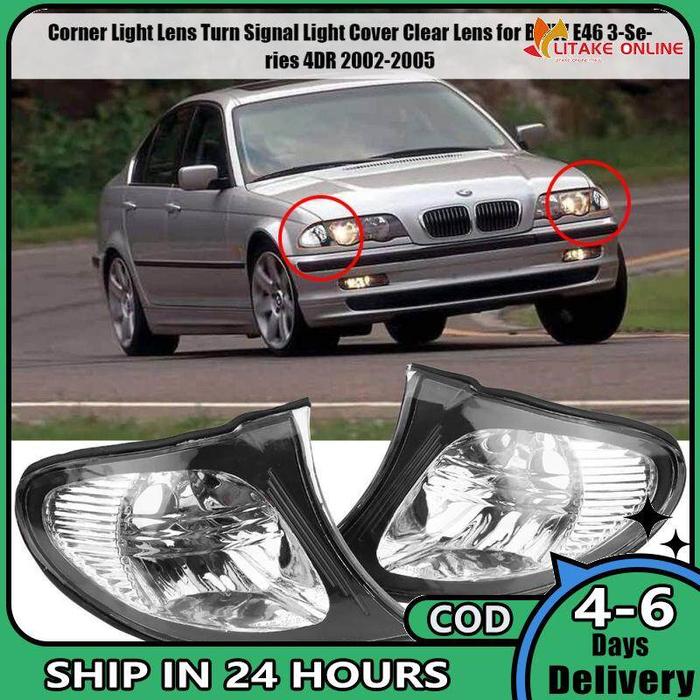 Lensa Lampu Sudut BMW E46 3-Series, 1 Pasang Penutup Lampu Sein Lensa