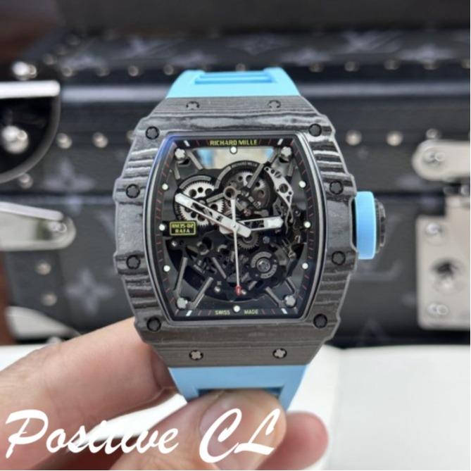 RM35-02 Full Carbon Case Blue 44mm Soft Rubber Strap