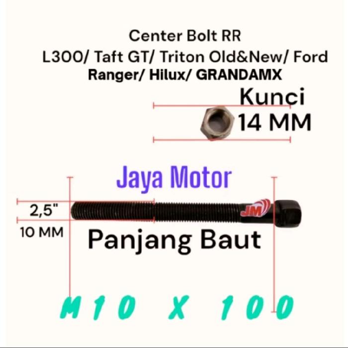 CENTER BOLT/ Tusuk PER M10 x 100 u/ KIJANG, HILUX, FORD, Triton, Hiace, L-300, Grandmax