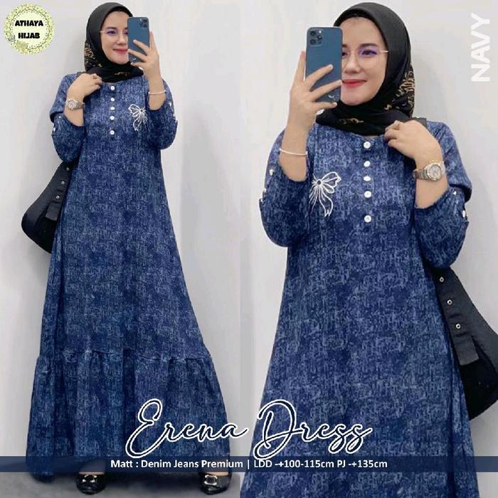 Erena Dress Wanita bahan Denim Jeans Premium by Athaya