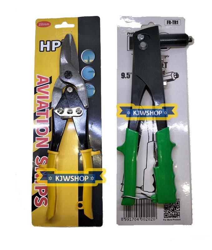 Paket Aviation Snips Gunting Galvalum Lurus 10 inch Tang Rivet TEKIRO