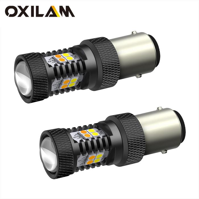 2 Buah 1157 Bay15d LED Lampu Sein Rem DRL Switchback Amber Putih T20