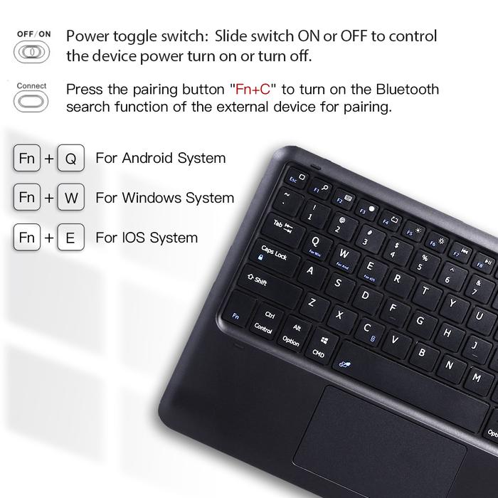 Wireless Bluetooth Touch Backlight Keyboard Case For Apple iPad 10.2