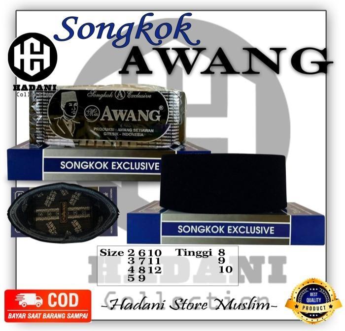 Songkok AWANG EXCLUSIVE HITAM AC Tinggi 8 9 10 Anak-Dewasa Nomor 3-11