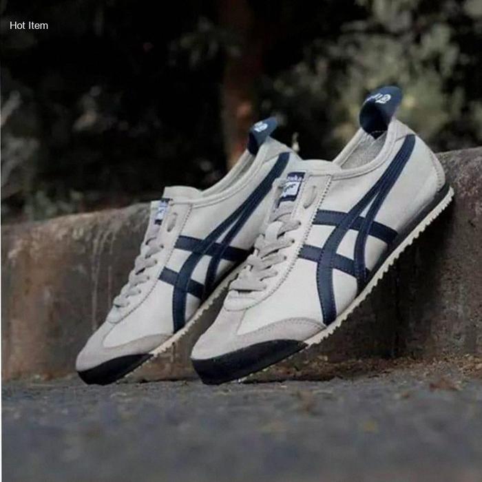 TERLARIS !!! SEPATU SNEAKERS ONITZUK4 GARIS PRIA WANITA CREM NAVY DAN CREM NAVY MERAH | Hot Item