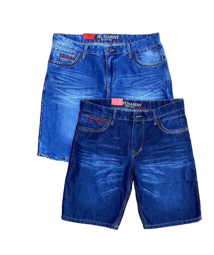 CELANA PENDEK ORIGINAL RUNAWAY NON STRET SIZE 34-39 Jeans Pria Denim Santai Panjang Muda Dewasa deni