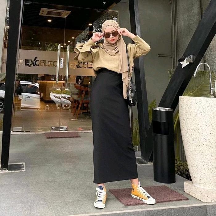 ROK SPAN BABAT LIDI - long skirt wanita plisket lidi Panjang Fit Bawahan Muslim